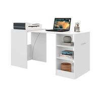 Miroytengo Mesa Escritorio Ashe de Oficina en color Blanco Mate con 3 Estantes Retráctil en Melamina 149x76x63 cm