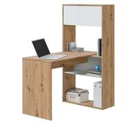 Miroytengo Mesa Escritorio con Estantería Fabricada Melamina Color Roble Nodi y Blanco Artik 112cm