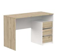 Miroytengo Mesa Escritorio Harison de Oficina en Color Roble Real y Blanco Waterford con 3 cajones 117x77x50 cm Melamina