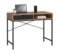 Miroytengo Mesa Escritorio Industrial Oficina Muso con Cajón y Hueco Roble Cambrian y Negro 95x76x48 cm