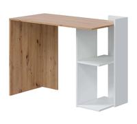 Mesa de escritorio con estantería baja lateral en blanco mate y roble nodi 100x50 cm kenia blanco artik (blanco mate) - roble nodi 100 x 73 x 50 cm