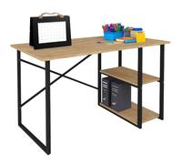 Miroytengo Mesa Escritorio Rus 2 Estantes Industrial Roble y Negro 120 cm Black/ wood -