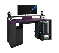 Miroytengo Mesa Gamer Color Negro con LED Incluido 87x152x62 cm