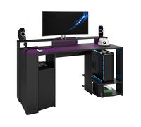Miroytengo Mesa Gamer Color Negro con LED Incluido 87x152x62 cm Black -