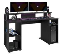 Miroytengo Mesa Gaming Level con Luz Led y Color Negro con diseño de 90x150x60