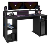 Miroytengo Mesa Gaming LEVEL con Luz Led y color negro con diseño de 90x150x60 Black -