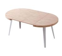 Miroytengo Mesa Salón Comedor Redonda Extensible Bali Color Roble Nordish y Blanco 76x100-180x100 cm
