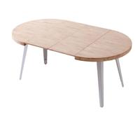 Miroytengo Mesa Salón Comedor Redonda Extensible Bali Color Roble Nordish y Blanco 76x100-180x100 cm