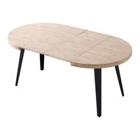 Miroytengo Mesa Salón Comedor Redonda Extensible o Fija Bali Color Roble Nordish/Blanco o Roble Noridsh/Negro Black/ wood 76x100-180x100cm
