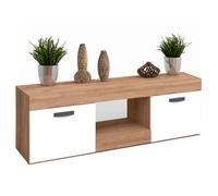 Miroytengo Mesa TV Argos 2 Color Blanco y Naturale 2 Puertas Salón Comedor Módulo Estilo Moderno 49x150x40 cm White/ wood