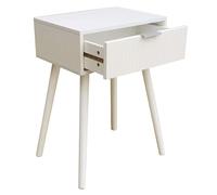 Miroytengo Mesilla de Noche Frisa de Dormitorio Estilo Contemporáneo en Color Blanco con 1 Cajón 40x52x30 cm