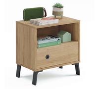 Miroytengo Mesita de Noche Clim Estilo Industrial En Roble Gold 50x35 cm Para Dormitorio Light wood -