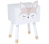 Miroytengo Mesita de Noche Infantil Fox Douceur con 1 Cajón y Almacenamiento Abierto, Blanco y Roble 34 cm White -