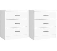 Miroytengo Mesita Noche Couple para Dormitorio en Color Roble Sahara o Blanco Mate con 2 o 3 Cajones (Paquete de 2)