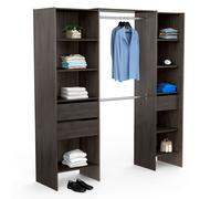 Miroytengo Miami Vestidor Extensible 155-192 cm Roble Waterford en Melamina, Versátil y Adaptable para Organización de Ropa Dark wood 246.1