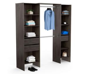 Miroytengo Miami Vestidor Extensible 155-192 cm Roble Waterford en Melamina, Versátil y Adaptable para Organización de Ropa Dark wood