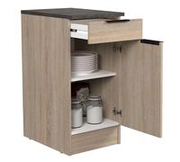 Miroytengo Módulo Cocina Inferior Arko Estilo Industrial en color Roble Áspero y Negro con 1 Cajón y 1 Puerta 40x86x60 cm