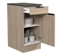 Miroytengo Módulo Cocina Inferior Arko Estilo Industrial en color Roble Áspero y Negro con 1 Cajón y 1 Puerta 40x86x60 cm