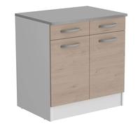 Módulo de cocina inferior eko 2 puertas 2 cajones roble jackson y blanco 80x60cm