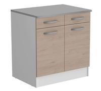 Miroytengo Módulo De Cocina Inferior Eko 2 Puertas 2 Cajones Roble Jackson y Blanco 80x60cm White/ wood - 170.2