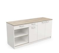 Miroytengo Módulo Inferior Cocina Cooking, Armario Cocina 3 Puertas 2 Cajones Blanco 85x180x60 cm White/ wood -