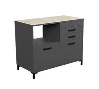 Módulo Inferior Cocina Smoke 118 cm Con Cajones Color Gris y Roble Estilo Moderno