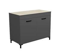 Módulo inferior de cocina smoke estilo industrial en color gris y roble con 2 puertas 118 cm 60 cm
