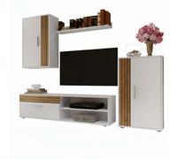 Miroytengo Módulos salón-comedor Kolm TV industrial Cemento/Blanco 3 puertas 2 estantes