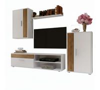 Miroytengo Módulos salón Kolm para TV Estilo nórdico Roble tablilla/Blanco mate 3 puertas 2 estantes