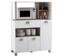 Miroytengo Mueble Auxiliar de Cocina de suelo con Cajones y Compartimentos en Color Blanco Mate 132x99cm White/ wood -