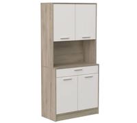 Miroytengo Mueble Auxiliar Napoli en Melamina para Cocina 176x40x84 cm - Color Blanco Marte y Roble 84x176 cm White/ wood -
