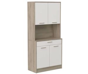 Miroytengo Mueble Auxiliar Napoli en Melamina para Cocina 176x40x84 cm - Color Blanco Marte y Roble 84x176 cm White/ wood -
