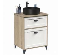 Miroytengo Mueble Baño 61 cm Toscana 1 Cajón Blanco y Roble (Con Lavabo Cerámico) White - light wood -