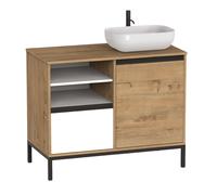 Miroytengo Mueble de Baño 100 cm Támesis con Patas (Sin Lavabo) Color Roble Gold y Blanco Mate Light wood - white -