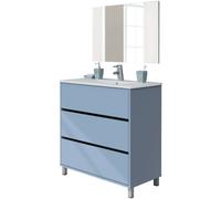 Miroytengo Mueble de Baño 82 cm Kalma con Patas y Espejo (Sin Lavabo) Color Azul Talco Blue