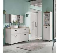 Miroytengo Mueble de Baño Doble Toscana 2 Cajones y 2 Puertas con Lavabos 120cm Blanco y Roble Cambrian