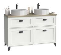 Miroytengo Mueble de Baño Doble Toscana 2 Cajones y 2 Puertas Sin Lavabo 120cm Blanco y Roble Cambrian White/ wood