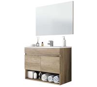 Miroytengo Mueble de baño Estilo Natural Roble Nordik 1 hueco 2 puertas 80x64x45 (lavabo opcional)