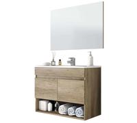 Miroytengo Mueble de Baño Estilo Natural en Color Roble Nordik con 1 Hueco de Almacenamiento y 2 Puertas 80x64x45 cm (Lavabo Opcional)