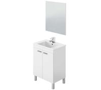 Miroytengo Mueble de baño Ezio Estilo Contemporáneo en Color Blanco con 2 Puertas y Espejo 60x80x45 cm (Lavabo Opcional) White - ceramic washbasin Ceramic washbasin