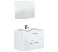 Miroytengo Mueble de Baño Suspendido Aruba Estilo Contemporáneo en Color Blanco con 2 Cajones y Espejo 80x45x57 cm (Sin Lavabo)