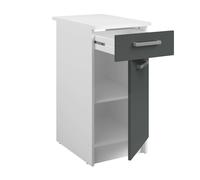 Miroytengo Mueble de Cocina Bajo, Mueble modular inferior Vetro 1 cajón 1 puerta Gris brillante y Blanco 40x84x60 cm White - gray -