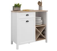 Miroytengo Mueble de Cocina Buffet Bajo Coper con Botellero Estilo Nórdico Color Blanco y Roble Jackson 95x92 cm White - light wood -