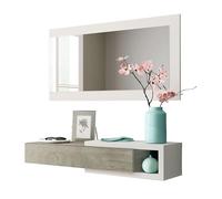 Miroytengo Mueble de Entrada Noon Recibidor con Espejo Estilo Multifuncional en Color Blanco Artik y Roble Alaska 95 cm