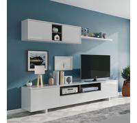Miroytengo Mueble de Salón Comedor Moderno Blanco Belus (módulo inferior 200x46x41 cm + módulo superior 105x35x29 cm + estante 95x3x21 cm) White/gray