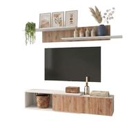 Miroytengo Mueble de salón, Comedor, Módulo TV + Estantes Kipi Módulos Extensibles de 143-220 cm Roble Cambrian y Blanco