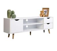 Miroytengo Mueble de TV 120 cm Fiano Estilo Moderno en Color Blanco con Patas en Roble 120x41x28 cm