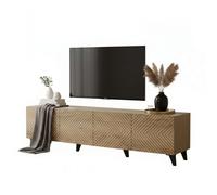 Miroytengo Mueble de TV 200 cm Josi Salón Comedor 4 Puertas abatibles Melamina Roble Artesano y Negro