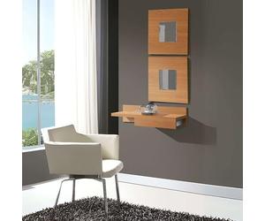 Miroytengo Mueble Entradilla Cajún Recibidor con Almacenaje Cajón Y 2 Espejos Modernos Color Cerezo 70 cm De Entrada