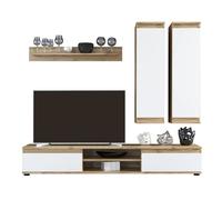 Miroytengo Mueble modular salón Lusia acabado en blanco y roble sonoma diseño moderno 175 cm